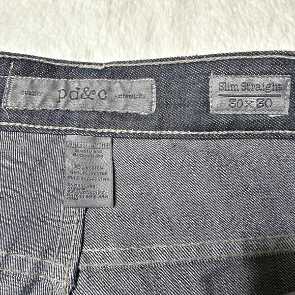 NWOT PD&C Men's Slim Straight Jeans Dark Blue Wash Denim 30x30 - Picture 6 of 8